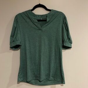 Size medium green top with a pleated short sleeve